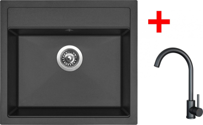 Granitový dřez Sinks SOLO 560 Pureblack + ARCO černá matná G23626