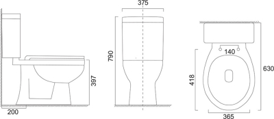 Mereo WC kombi, RIMLESS, spodní odpad s armaturou VSD98