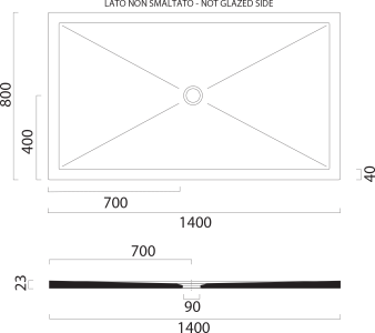 GSI Keramická sprchová vanička, obdélník 140x80x2cm, černá mat 46140826