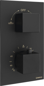 Sapho Podomítková sprchová termostatická baterie, box, 2 výstupy, černá mat 1102-62B