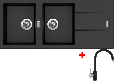 Granitový dřez Sinks PERFECTO 1160 DUO Metalblack + Vitalia GR G17174