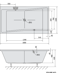 Polysan QUEST obdélníková vana 180x100x49cm, černá mat 78511.21