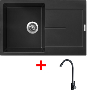 Granitový dřez Sinks ULTIMA 790 Pureblack + ELASTA černá matná G25126