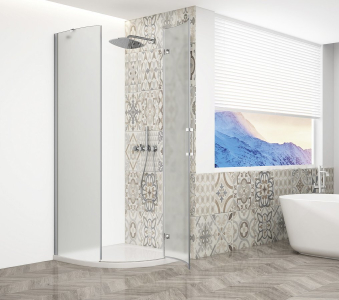 Gelco TRINITY CHROME čtvrtkruhový sprchový kout 900x900mm, matné sklo, pravé GT6590MR-CH