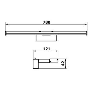 Sapho CHICAGO MAX LED svítidlo, 780x120mm, 15W, 230V, IP44, plast, černá mat AU473