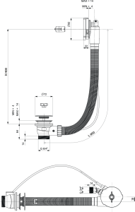 Polysan Vanová souprava s napouštěním, bovden, délka 600mm, zátka 72mm, chrom 71851