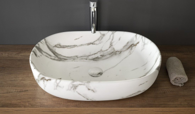 Sapho CALEO keramické umyvadlo na desku, 60x42cm, bianco carrara CA590BC