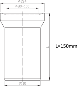 Bruckner Přímý kus dopojení k WC, délka 150mm, 110mm 159.303.0