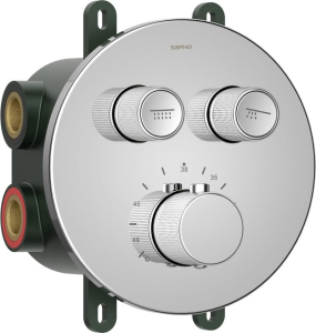 Sapho SMART SELECT podomítková sprchová termostatická baterie, box, 2 výstupy, chrom RP032
