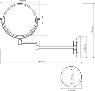 Sapho Kosmetické zrcátko závěsné, Ø 140mm, oboustranné, bronz XP012