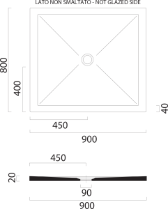 GSI Keramická sprchová vanička, obdélník 90x80x2cm, cenere mat 46090817