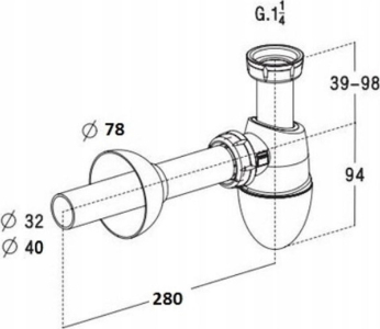 Aliaxis Česká republika s.r.o. Umyvadlový sifon Easyphon s vlisovaným těsněním 5/4", ø 40 mm, vč. krycí rozety a odpadní trubky PR7161 (0202074)