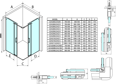Gelco DRAGON sprchové posuvné dveře rohový vstup 1100 mm, čiré sklo GD4211