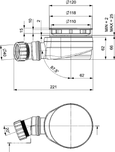 Polysan Vaničkový sifon, průměr 90mm, DN40, nízký, krytka nerez lesk 17916