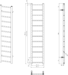 Sapho DINA otopné těleso 300x1380 mm, černá mat IR373B
