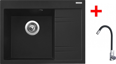 Granitový dřez Sinks RIM 650 L Metalblack + Elasta nerez/černá G20474