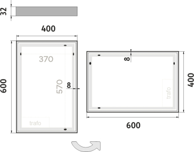 Nimco OBDELNÍKOVÁ - OSTRÉ ROHY LED zrcadlo 400x600 ZP 13000