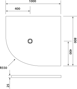 Polysan FLEXIA vanička z litého mramoru čtvrtkruh, s možností úpravy rozměru, 100x80cm, R550, pravá 91251