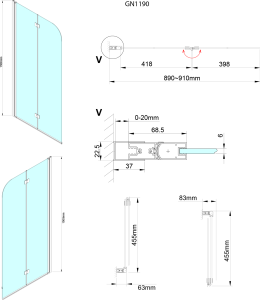Gelco LORO vanová zástěna skládací 900mm, čiré sklo GN1190
