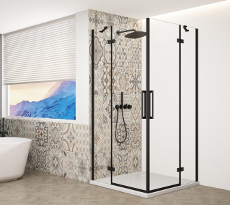 Gelco TRINITY BLACK obdélníkový sprchový kout 1200x1100mm, rohový vstup, čiré sklo GT2211-12C-B