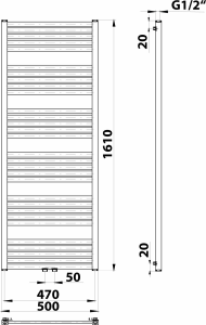 Bruckner GRUNT otopné těleso rovné 500x1610 mm, středové připojení, bílá 600.123.4