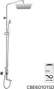 Mereo Nástenná  baterie Viana 150mm se sprch.soupravou,otoč.ramínkem, ruční a talíř.sprchou slim 200x200mm CBE60101SD