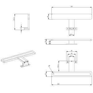Sapho MIRAKA LED svítidlo 5W, 230V, 300x35x120mm, IP44, akryl, chrom MR300