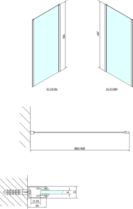 Polysan EASY boční stěna 900mm, sklo Brick EL3338