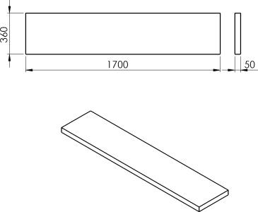Sapho AVICE deska pod umyvadlo 170x36cm, tl.5cm, aquamarine AV1766