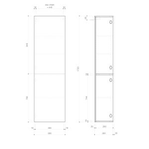 Sapho ESPACE skříňka 50x172x32cm, 2x dvířka, levá/pravá, černá mat ESC450-3535