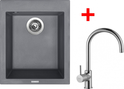 Granitový dřez Sinks CUBE 410 Titanium + Vitalia G8672