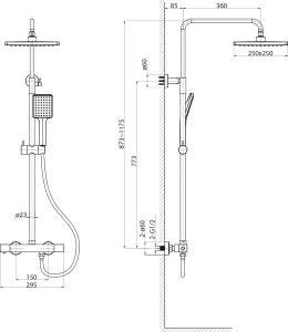 Sapho Sprchový sloup s termostatickou baterií, chrom KJ139