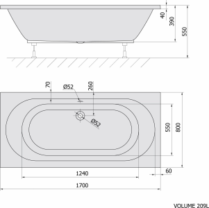 Polysan LEVANA obdélníková vana 170x80x39cm, bílá mat 71745.11