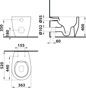 Isvea SENTIMENTI WC mísa stojící, Rimless, 36x52 cm, spodní/zadní odpad, bílá 10SM10004SV