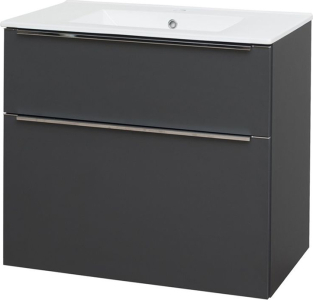 Mereo Mailo, koupelnová skříňka s keramickým umyvadlem 81 cm, antracit, chrom madlo CN531