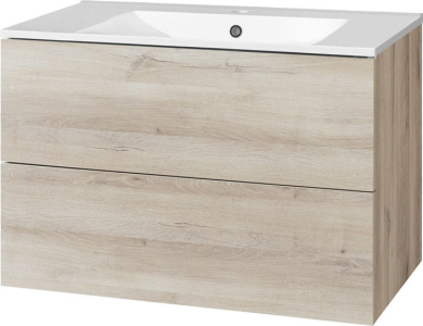 Mereo Aira, koupelnová skříňka s keramickým umyvadlem 81 cm, dub Kronberg CN721