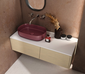 Isvea INFINITY OVAL keramické umyvadlo na desku, 55x36cm, maroon red 10NF65055-2R