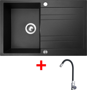 Granitový dřez Sinks GRANDE 800 XC Metalblack + Elasta nerez/černá G21174XC