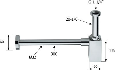 Sapho Umyvadlový sifon 5/4", odpad 32mm, hranatý, zlato mat SI419