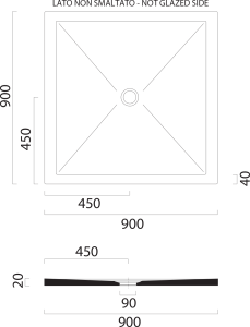GSI Keramická sprchová vanička, čtverec 90x90x2cm, bílá mat 46090909