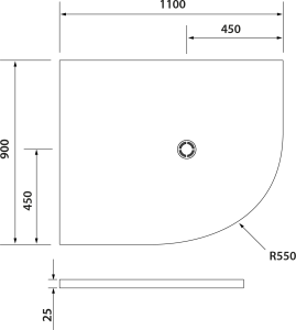 Polysan FLEXIA vanička z litého mramoru čtvrtkruh, s možností úpravy rozměru, 110x90cm, R550, levá 91341