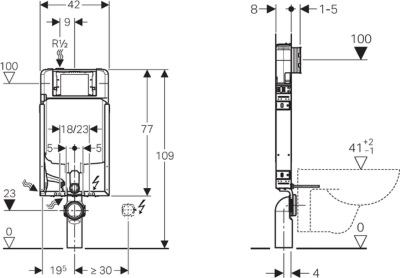 Geberit GEBERIT KOMBIFIX podomítková nádržka pro zazdění Sigma 8cm, v. 109cm 110.790.00.1