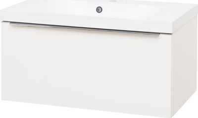 Mereo Mailo, koupelnová skříňka s umyvadlem z litého mramoru 81 cm, bílá, chrom madlo CN516M