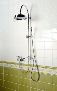 Sapho VANITY sprchový sloup k napojení na baterii, hlavová, ruční sprcha, teleskopický, chrom SET061