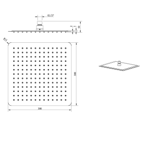 Sapho SLIM hlavová sprcha, 300x300mm, černá mat SL101
