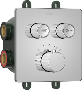 Sapho SMART SELECT podomítková sprchová termostatická baterie, box, 2 výstupy, chrom RP042