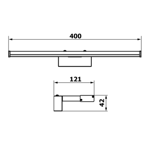 Sapho CHICAGO LED svítidlo, 400x120mm, 8W, 230V, IP44, plast, černá mat AU468