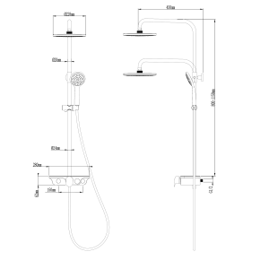 Aqualine MARCO sprchový sloup s pákovou baterií, chrom SL100
