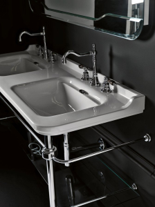 Kerasan WALDORF konstrukce pro dvojumyvadlo 150cm se skleněnou poličkou, chrom 9195K1