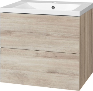 Mereo Aira, koupelnová skříňka s umyvadlem z litého mramoru 61 cm, dub Kronberg CN720M